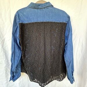 Blue Denim and Black Lace Shirt